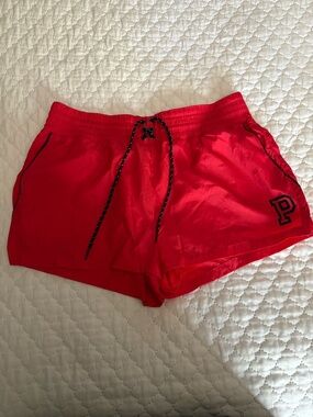 PINK Victoria's Secret Bright Red Athletic Shorts with P Patch